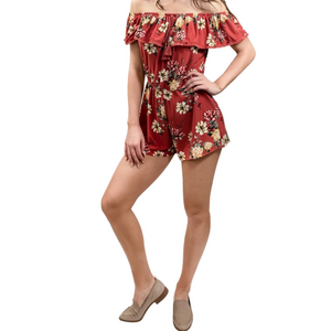NWT Young USA Boho Romper Floral Size Medium